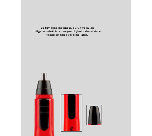 Kulak Burun Tüy Temizleme Makinesi Raks Leo Pilli Kuru Kullanım