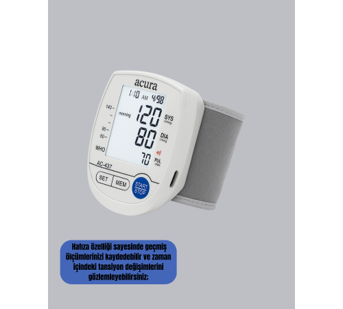 Şarjlı ve Pilli Bilek Tansiyon Ölçer Dijital Ekran Hafıza Kayıtlı