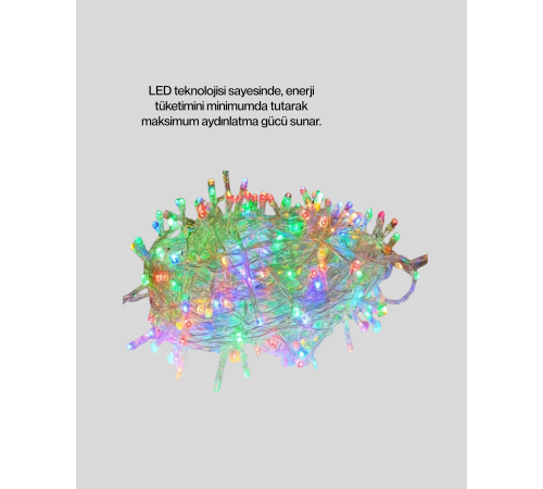 Şeffaf Kablolu 50 Ampullü 5 Metre LED Işık Dekoratif Aydınlatma