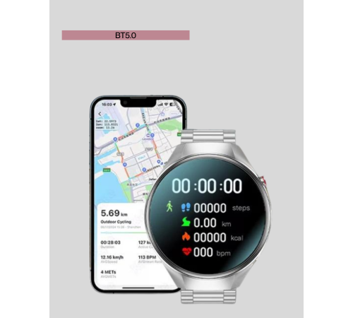 Metal Gövdeli AMOLED Akıllı Saat – Kan Oksijen, Nabız ve Arama Fonksiyonlu