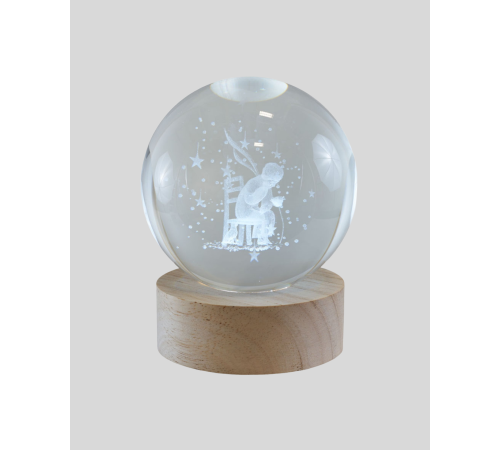 Küçük Prens Işıklı Küre Lamba Ahşap Taban Büyük Boy Hediyelik