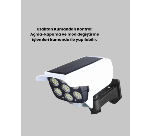 Solar Şarjlı Hareket Sensörlü LED Dış Mekan Lambası Kamera Tasarımlı Güvenlik Işığı