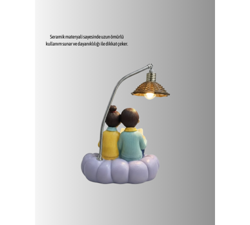 Romantik Çift Temalı Dekoratif Masa Lambası Yumuşak LED Işık