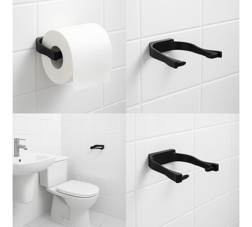 Modern Siyah Tuvalet Kağıtlığı Duvar Tipi Minimal Tasarım Peçetelik