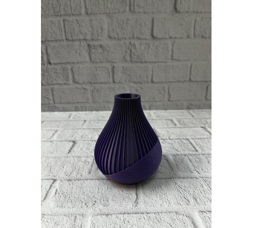 11 cm Mor Minimal Çizgili Vazo Masa Üstü Şık Dekor Objesi