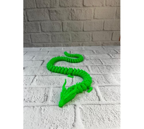 Hareketli Yeşil Ejderha Figür Uzun Gövdeli Koleksiyonluk Tasarım