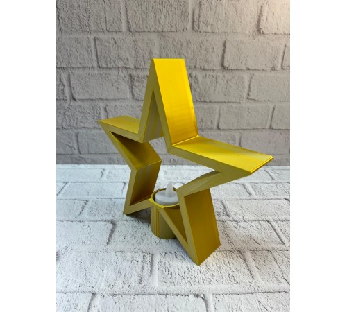 Sarı Yıldız Mumluk Modern Salon ve Raf Dekoru