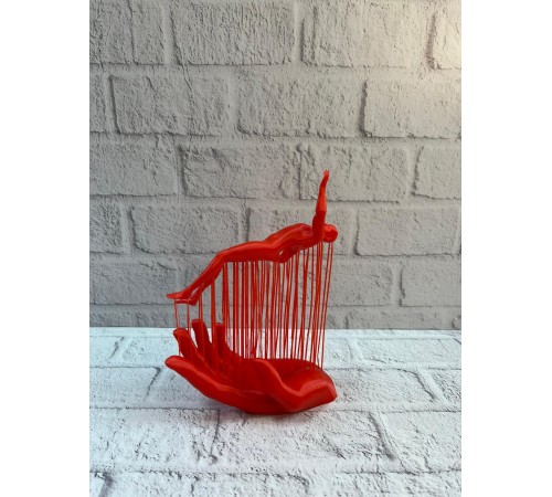 El Formlu İnsan Figürü Kırmızı Modern Dekoratif Biblo Soyut Tasarım 12x18 cm