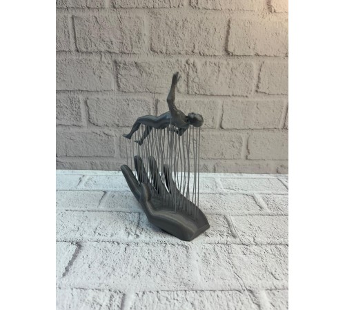 Gri El İnsan Figürü Minimal ve Anlamlı Dekoratif Biblo Modern Ev Dekorasyonu