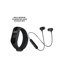M6 Akıllı Bileklik ve Bluetooth Spor Kulaklık 2’li Set