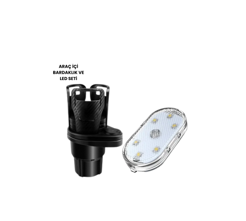 Bardak Tutucu ve Manyetik LED Ambiyans Işığı 2’li Set