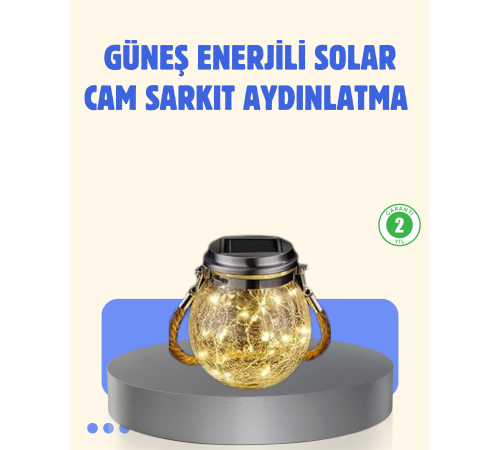 Güneş Enerjili Cam Sarkıt Bahçe Balkon Teras Aydınlatma 30 LED