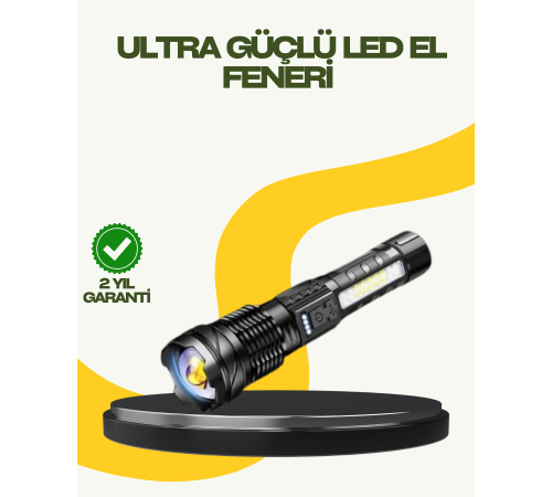 Şarjlı El Feneri Yüksek Işık Gücü Uzun Menzil