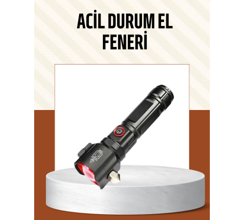 Çekiçli Pusulalı Acil Durum Feneri USB Şarjlı Çok Fonksiyonlu