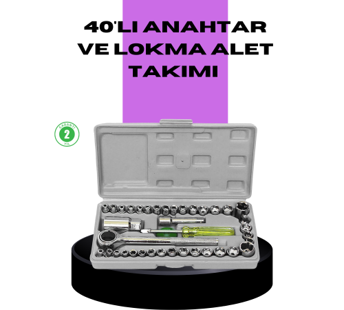 40 Parça Lokma Anahtar Seti Ayna Yüzey Karbon Çelik Dayanıklı Tamir Takımı