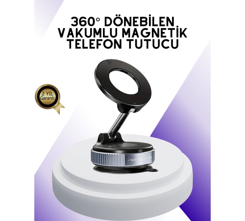 Manyetik Araç Telefon Tutucu 360 Derece Dönebilen Vakumlu Stand