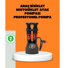 Ayaklı Bisiklet Pompası Basınç Göstergeli Çok Amaçlı
