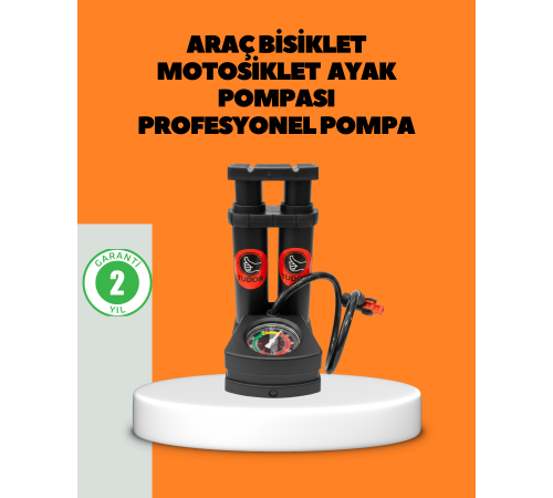Ayaklı Bisiklet Pompası Basınç Göstergeli Çok Amaçlı