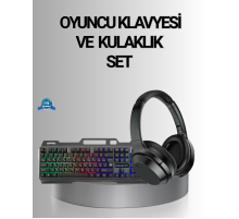 Işıklı  Klavye Mouse ve Bluetooth Kulaklık Seti Türkçe Q USB