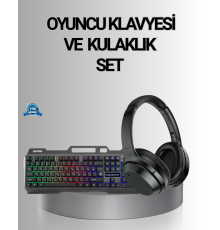 Işıklı  Klavye Mouse ve Bluetooth Kulaklık Seti Türkçe Q USB