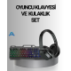 Işıklı  Klavye Mouse ve Bluetooth Kulaklık Seti Türkçe Q USB