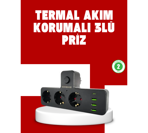 7 Portlu Çoklu Priz USB ve Type-C Girişli Akıllı Güç Ünitesi