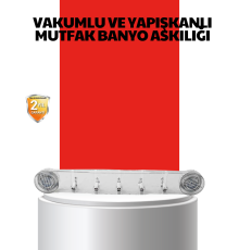 Vakumlu ve Yapışkanlı Mutfak Banyo Askılığı 5 Bölmeli Pratik Düzenleyici