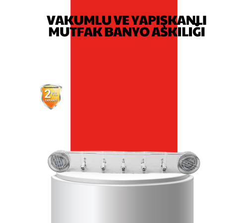Vakumlu ve Yapışkanlı Mutfak Banyo Askılığı 5 Bölmeli Pratik Düzenleyici