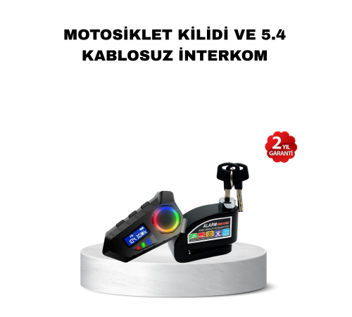 Bluetooth 5.4 İntercom ve Alarmlı Disk Kilidi Seti Güçlü Ses ve Güvenlik