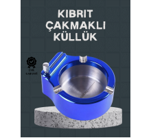 Masa Üstü Çakmaklı Küllük Paslanmaz Metal Gövde