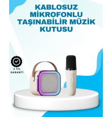 Karaoke Mikrofon Hoparlör Seti Bluetooth Kablosuz Taşınabilir