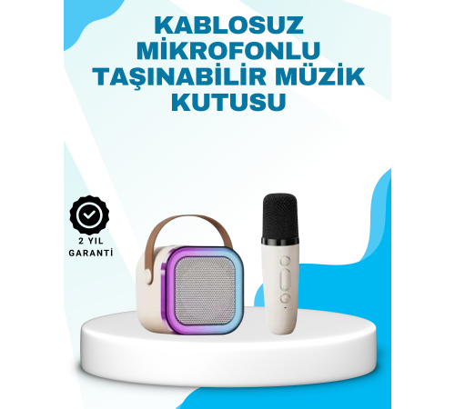 Karaoke Mikrofon Hoparlör Seti Bluetooth Kablosuz Taşınabilir