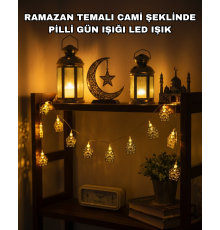 Ramazan ve Bayram Dekoratif LED Işık Cami Figürlü Sıcak Sarı Aydınlatma