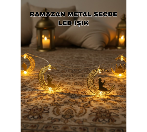 Ramazan Ay Işığı Secde Eden Adam Silüetli LED Peri Işığı