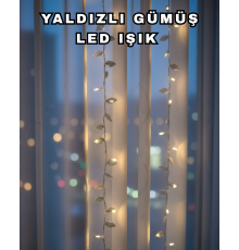 Gümüş Yaprak Tasarımlı LED Işık Pilli Ev ve Vitrin Dekoru