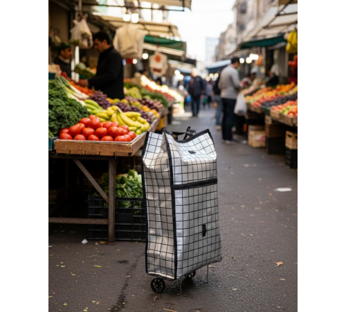 Ağır Yük Taşımaya Uygun Tekerlekli Market ve Pazar Çantası