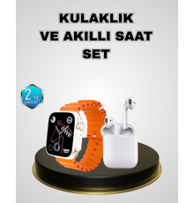 Akıllı Saat ve Kablosuz Kulaklık iOS Android Uyumlu Teknoloji Seti