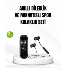 Akıllı Spor Bilekliği ve Gürültü Önleyici Bluetooth Kulaklık Seti