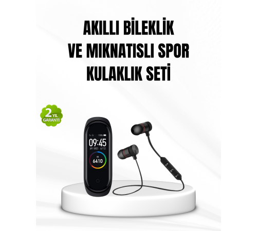 Akıllı Spor Bilekliği ve Gürültü Önleyici Bluetooth Kulaklık Seti