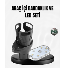 Araç İçi Düzen ve Ambiyans Seti Çift Bardak Tutucu + LED Işık