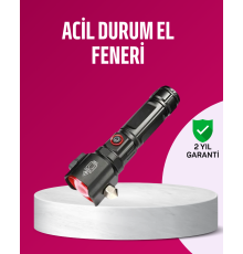 Acil Durum El Feneri Çekiç ve Pusula Özellikli Güçlü Işık