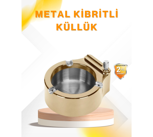 Çakmak Entegreli Küllük Yeniden Doldurulabilir Metal Gövde
