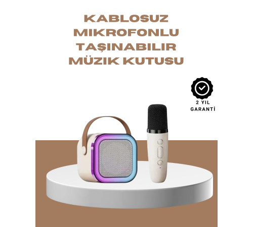 Bluetooth Karaoke Mikrofon ve Hoparlör Seti Taşınabilir