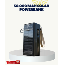 LED Aydınlatmalı Güneş Panelli Powerbank Seyahat ve Kamp İçin