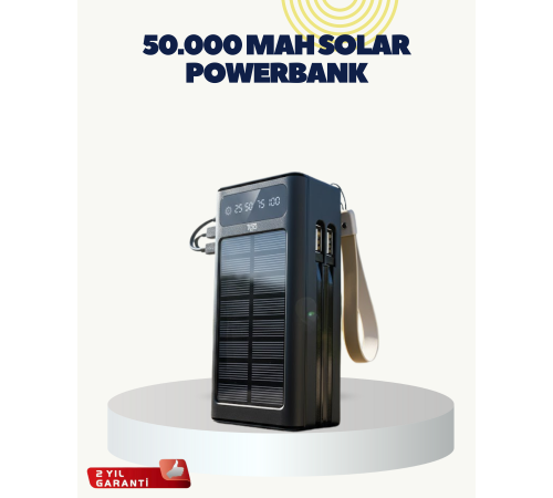 LED Aydınlatmalı Güneş Panelli Powerbank Seyahat ve Kamp İçin