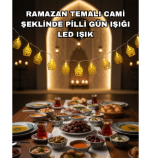 Dekoratif Ramazan LED Işık Pilli Cami Tasarımlı Zincir Aydınlatma