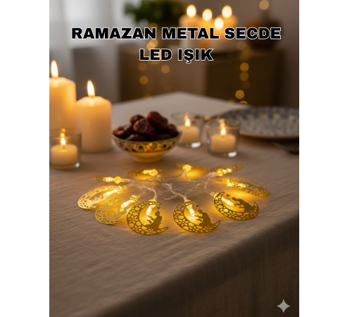 Secde Eden Adam Figürlü Ay Tasarımlı Ramazan LED Işık