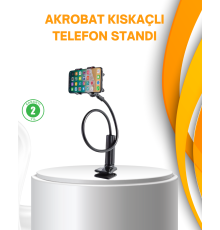 Esnek Gövdeli Mandallı Masaüstü Telefon Tutucu