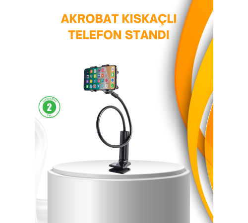 Esnek Gövdeli Mandallı Masaüstü Telefon Tutucu