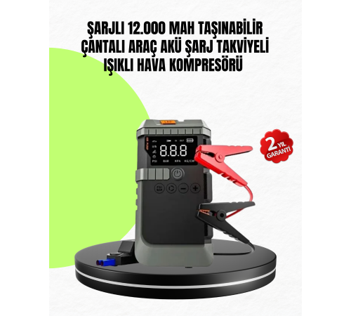 4’ü 1 Arada Powerbank Özellikli Araç Akü Şarj Takviye Cihazı